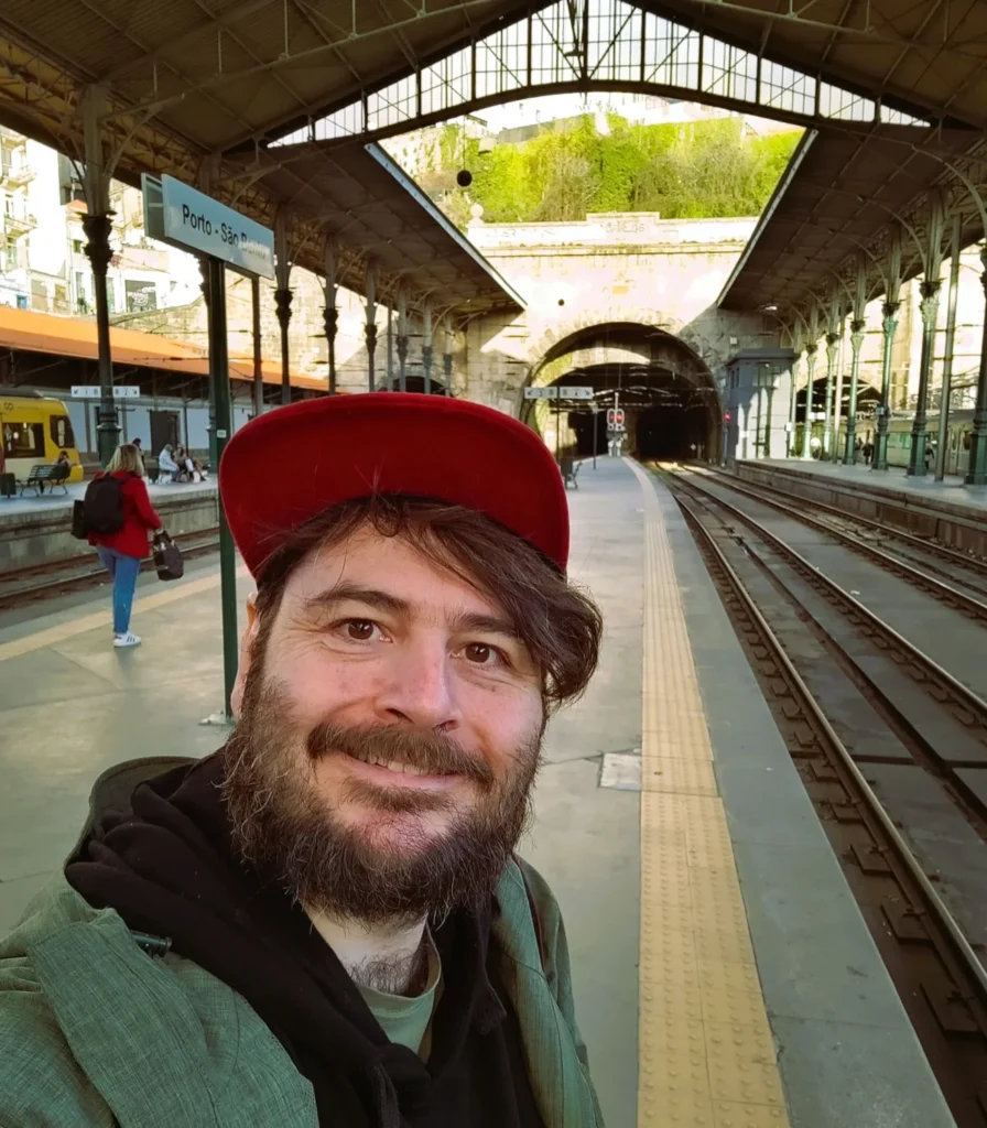 Selfie am Sao Bento Bahnsteig vor den Tunneln